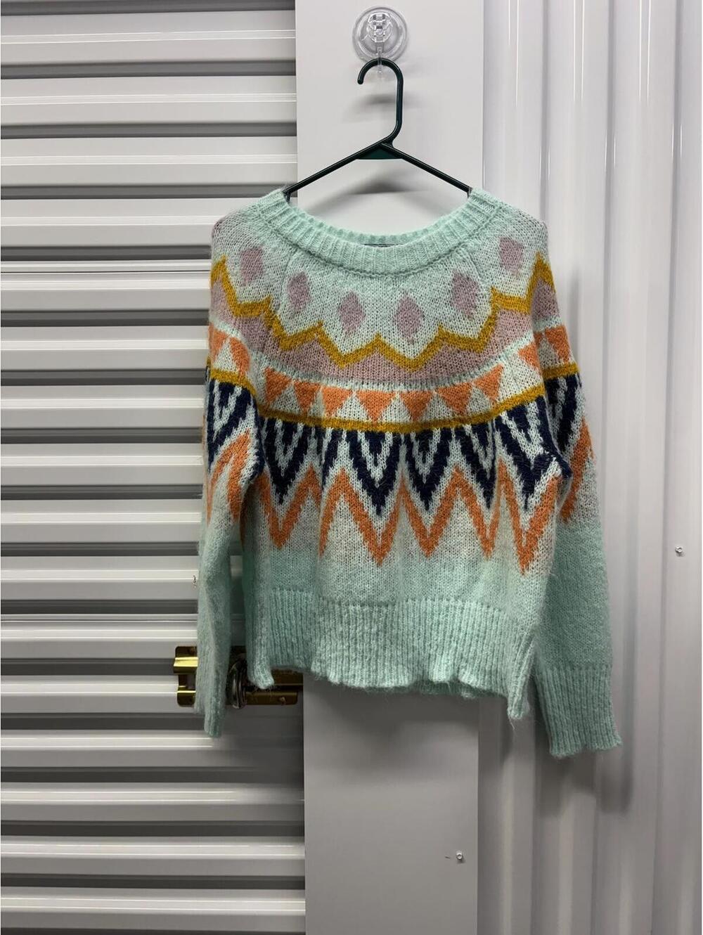 A New Day Women’s Large Blue Geometric Sweater A New Day Knit Pullover